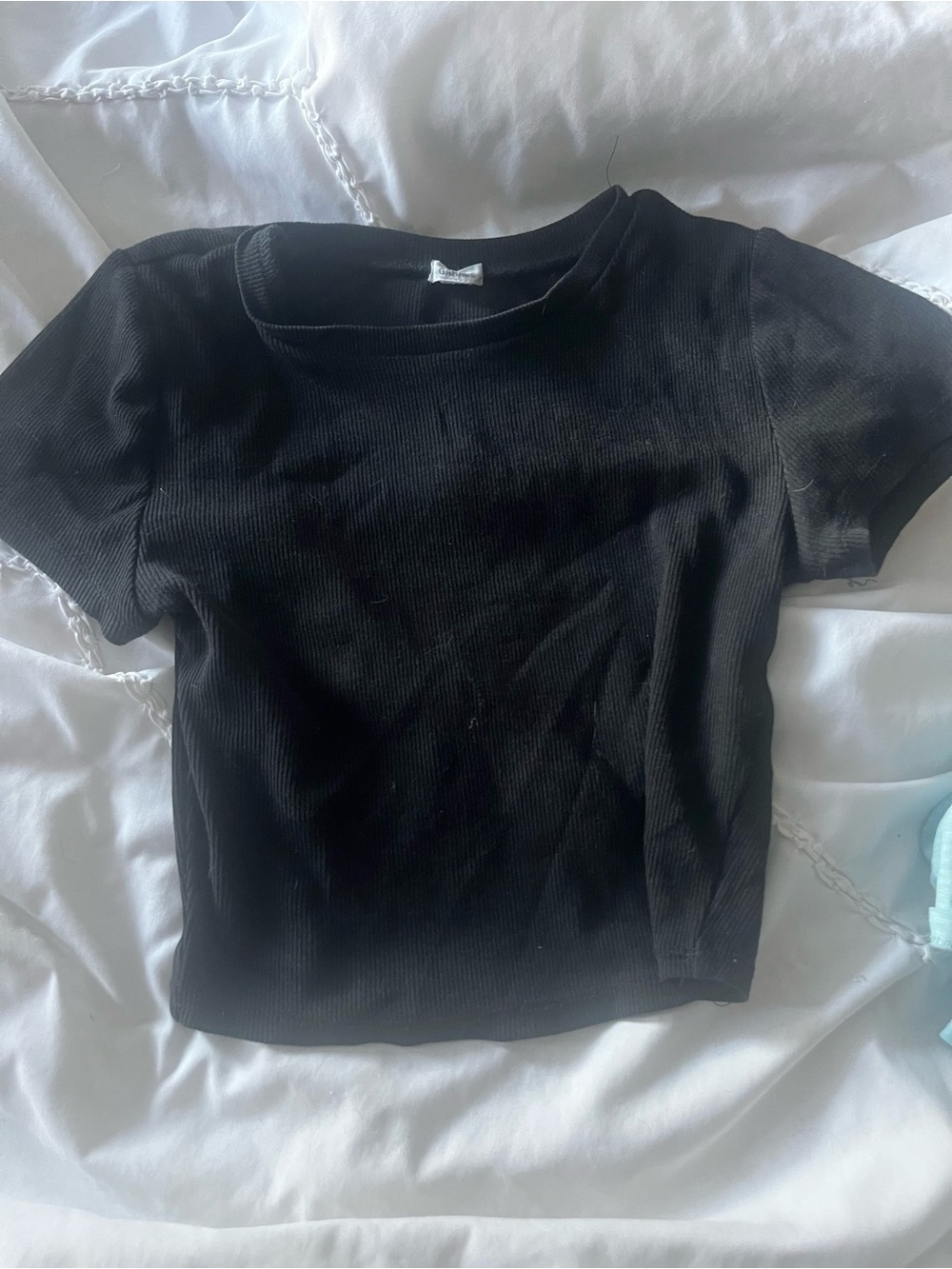 Garage Black Ribbed Short Sleeve Women's Top